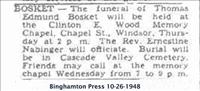 Bosket, Thomas - Funeral Notice